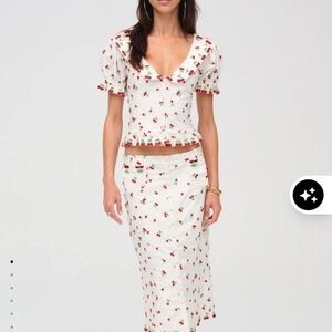 For Love & Lemons Beaded Cherry Top & Skirt